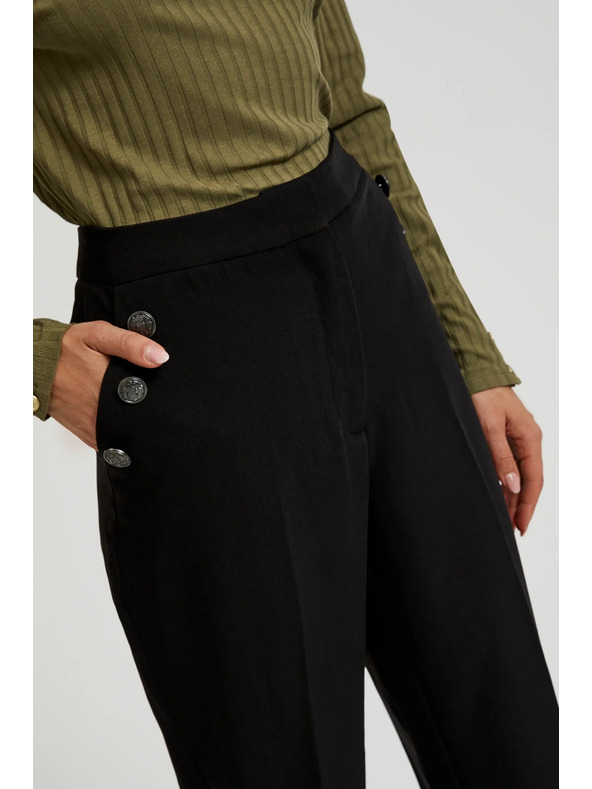 Moodo Črne hlače z okrasnimi gumbi na žepih Moodo