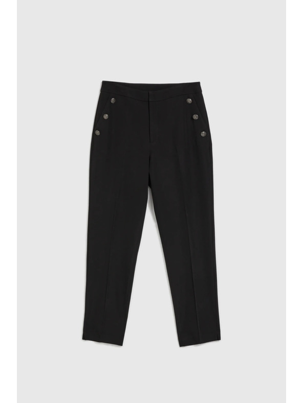 Moodo Črne hlače z okrasnimi gumbi na žepih Moodo