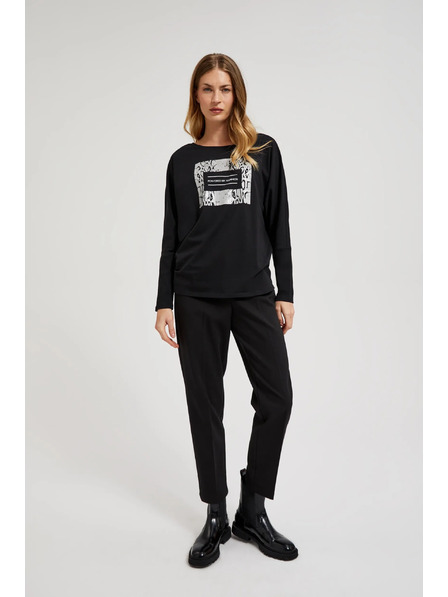 Moodo Gladke hlače z robom črne Moodo