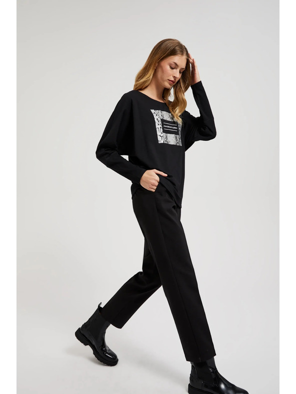 Moodo Gladke hlače z robom črne Moodo