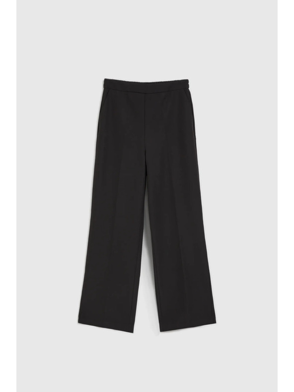 Moodo Formalne črne hlače z gubljenimi hlačnicami Moodo