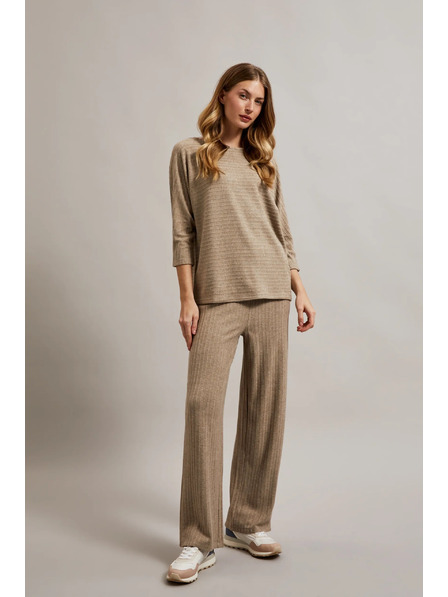 Moodo Rebraste hlače z metalnim nitom bež Moodo