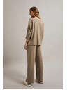 Moodo Rebraste hlače z metalnim nitom bež Moodo