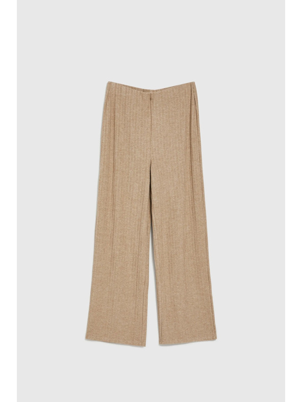 Moodo Rebraste hlače z metalnim nitom bež Moodo