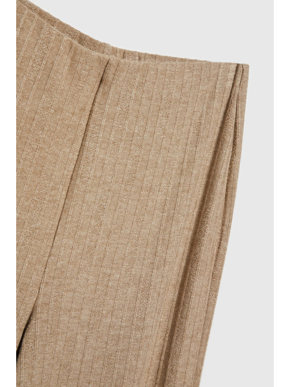 Moodo Rebraste hlače z metalnim nitom bež Moodo