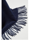Moodo Gladka temno modra šala z resicami Moodo
