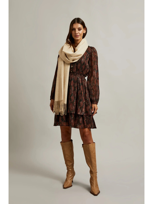 Moodo Gladka bež šala z resicami Moodo