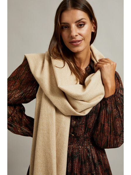 Moodo Gladka bež šala z resicami Moodo