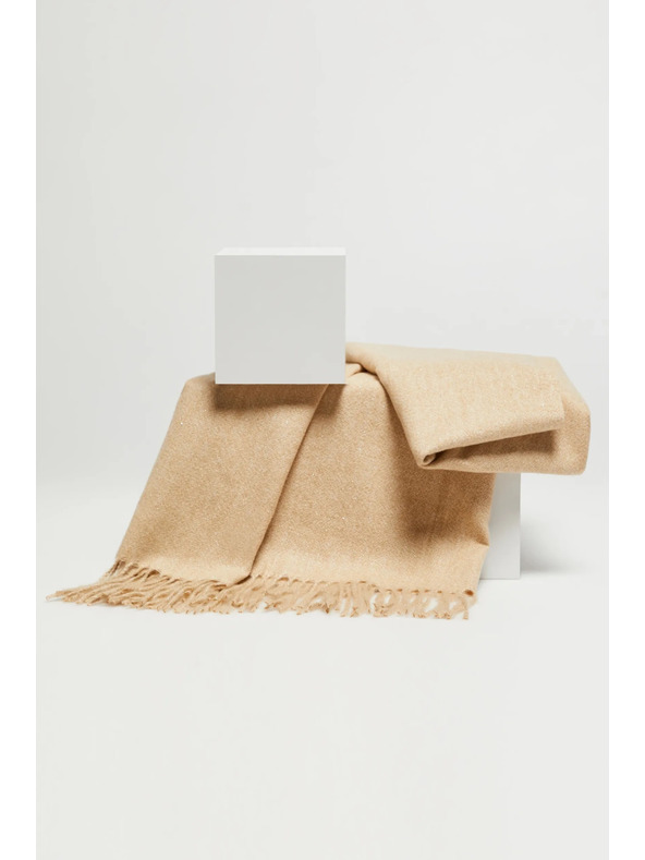 Moodo Gladka bež šala z resicami Moodo