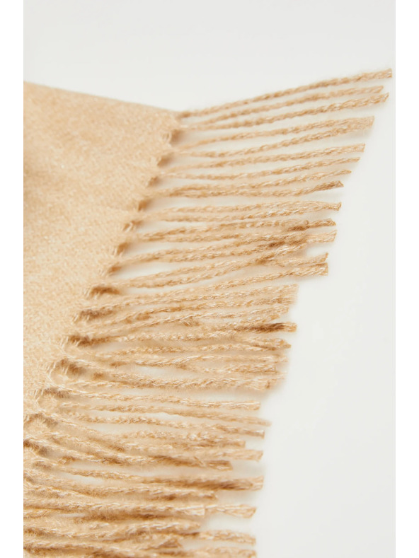 Moodo Gladka bež šala z resicami Moodo