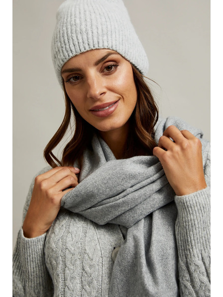 Moodo Gladka svetlo siva šala z resicami Moodo