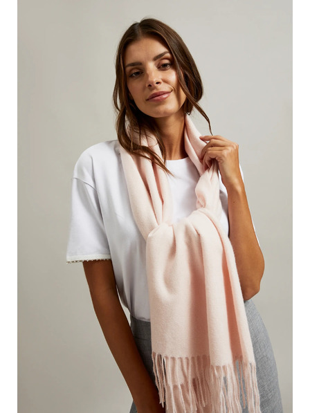 Moodo Gladek roza šal s cofki Moodo