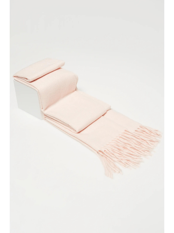 Moodo Gladek roza šal s cofki Moodo