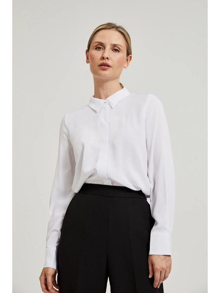 Moodo Viskozna srajca z ovratnikom bela Moodo