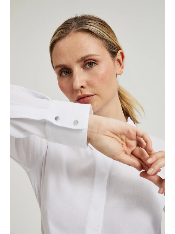 Moodo Viskozna srajca z ovratnikom bela Moodo