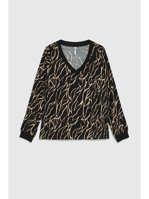 Moodo Viskozna srajca z V-izrezom črna Moodo