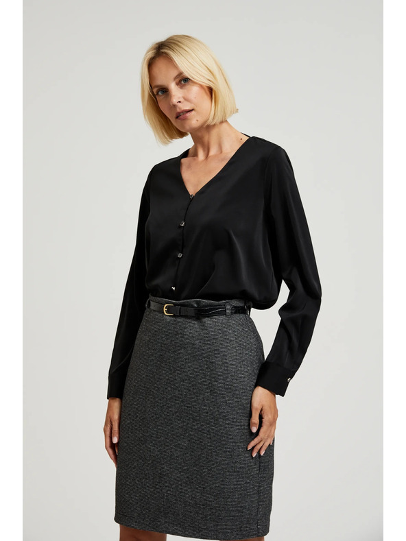 Moodo Gladka srajca z okrasnimi gumbi črna Moodo