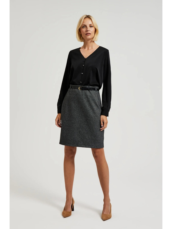 Moodo Gladka srajca z okrasnimi gumbi črna Moodo