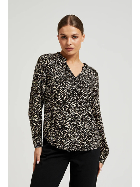 Moodo Vzorčasta srajca z dolgimi rokavi črna Moodo