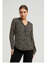 Moodo Vzorčasta srajca z dolgimi rokavi črna Moodo