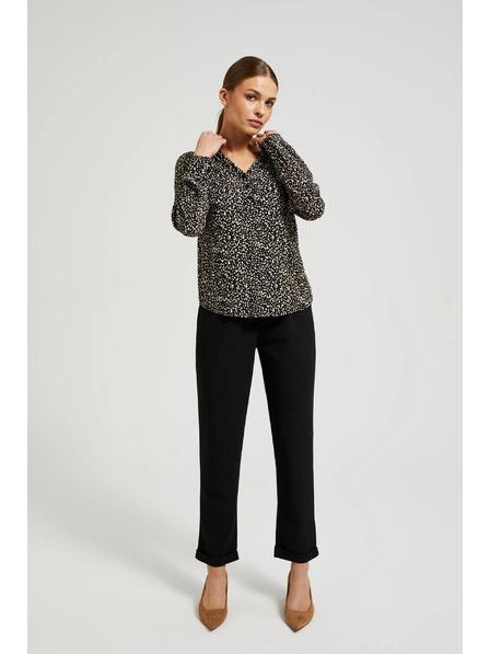 Moodo Vzorčasta srajca z dolgimi rokavi črna Moodo