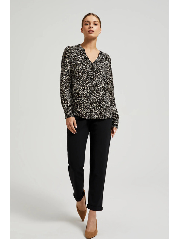 Moodo Vzorčasta srajca z dolgimi rokavi črna Moodo