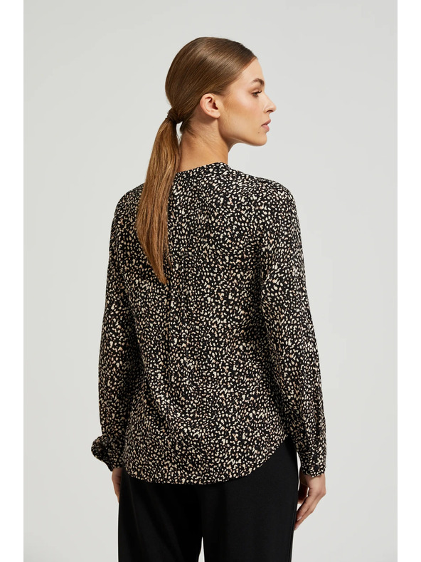 Moodo Vzorčasta srajca z dolgimi rokavi črna Moodo