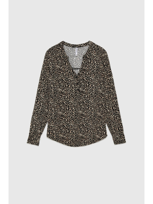 Moodo Vzorčasta srajca z dolgimi rokavi črna Moodo