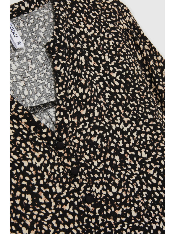 Moodo Vzorčasta srajca z dolgimi rokavi črna Moodo