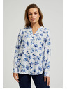 Moodo Bela srajca s cvetnim tiskom in dolgimi rokavi Moodo