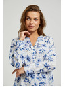 Moodo Bela srajca s cvetnim tiskom in dolgimi rokavi Moodo