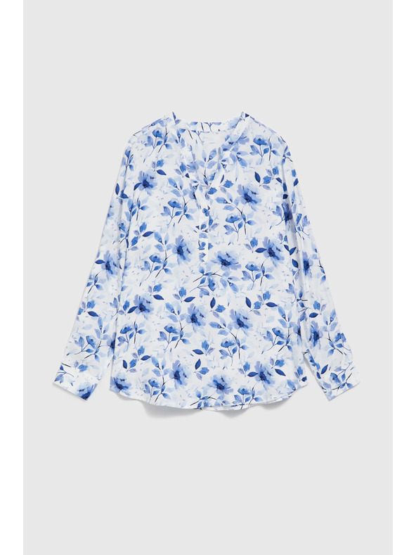 Moodo Bela srajca s cvetnim tiskom in dolgimi rokavi Moodo