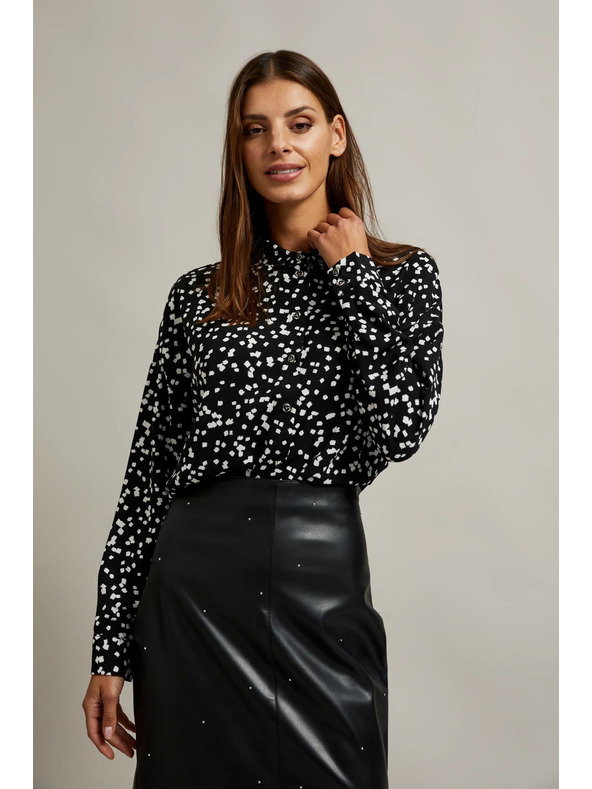 Moodo Črna srajca z vzorcem z ovratnikom Moodo