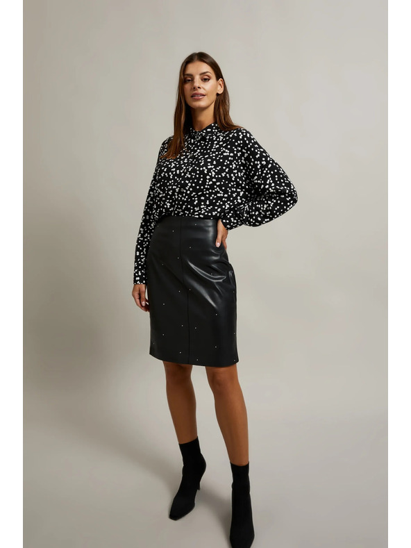 Moodo Črna srajca z vzorcem z ovratnikom Moodo