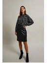 Moodo Črna srajca z vzorcem z ovratnikom Moodo
