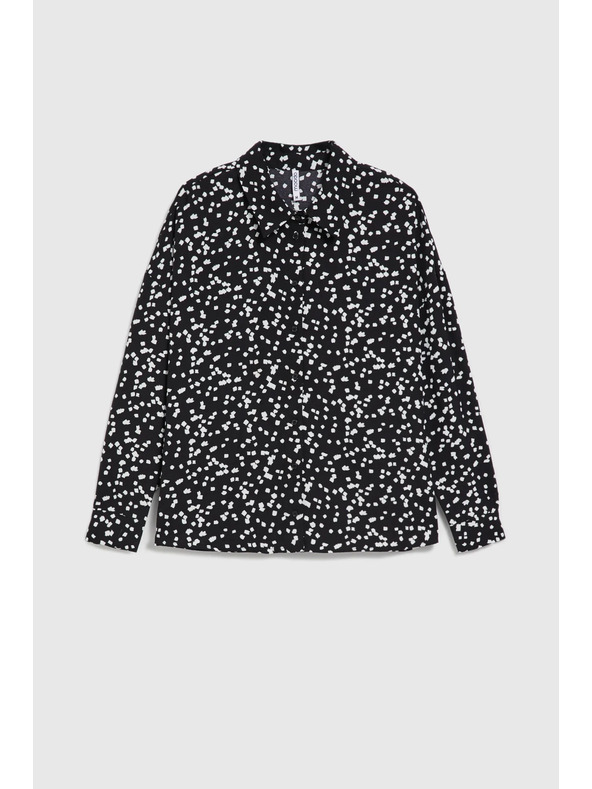 Moodo Črna srajca z vzorcem z ovratnikom Moodo
