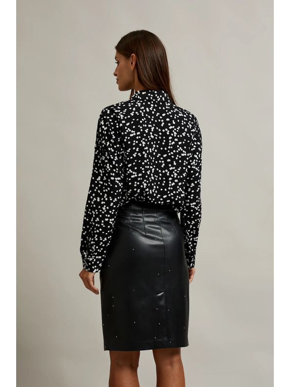 Moodo Črna srajca z vzorcem z ovratnikom Moodo