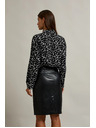 Moodo Črna srajca z vzorcem z ovratnikom Moodo