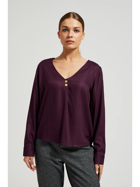 Moodo Srajca z V-izrezom in okrasnimi gumbi vijolična Moodo
