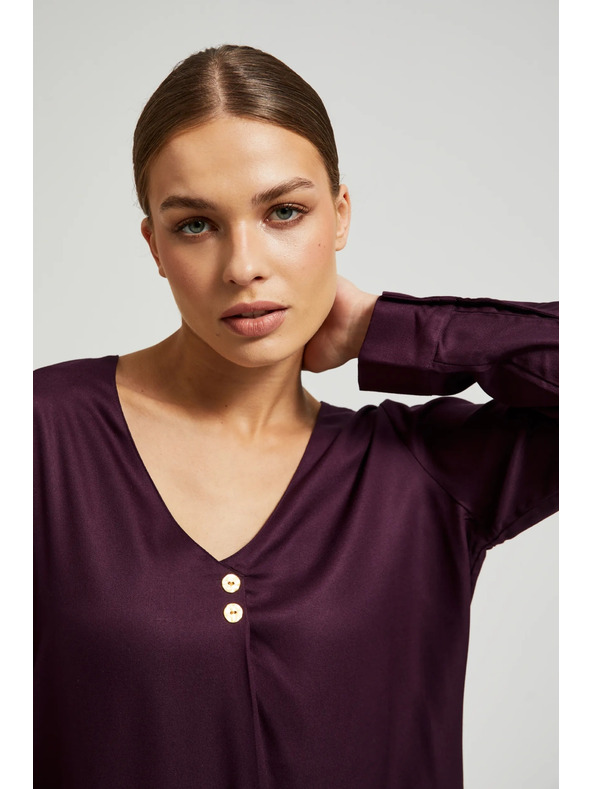 Moodo Srajca z V-izrezom in okrasnimi gumbi vijolična Moodo