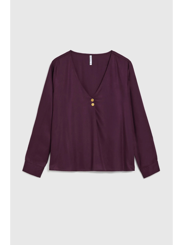 Moodo Srajca z V-izrezom in okrasnimi gumbi vijolična Moodo