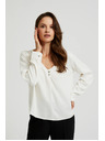 Moodo Srajca z V-izrezom in okrasnimi gumbi bela Moodo