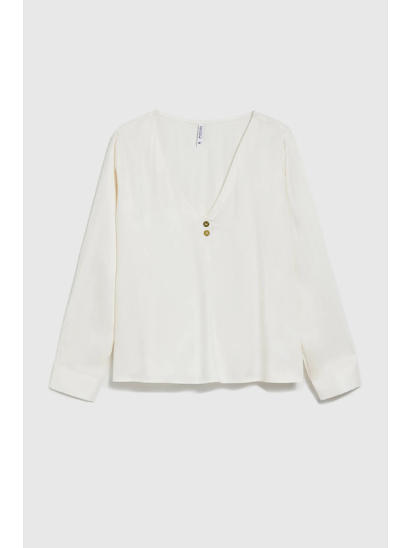 Moodo Srajca z V-izrezom in okrasnimi gumbi bela Moodo