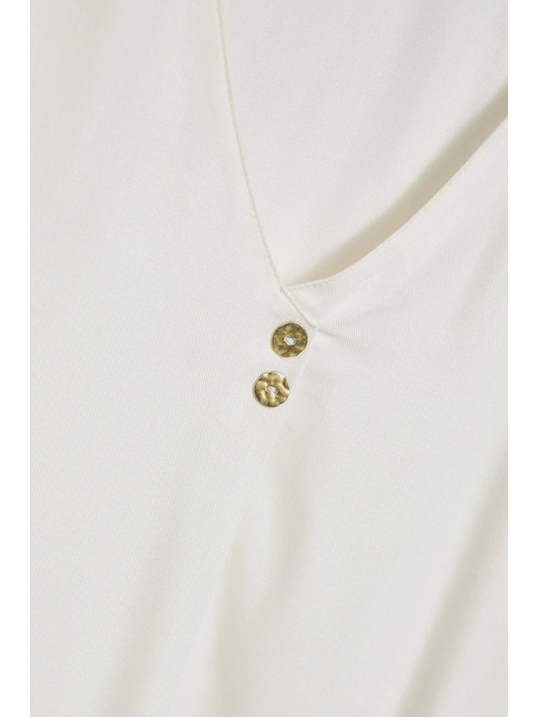 Moodo Srajca z V-izrezom in okrasnimi gumbi bela Moodo