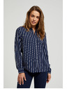Moodo Temno modra prugasta srajca z žepi Moodo