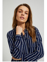 Moodo Temno modra prugasta srajca z žepi Moodo