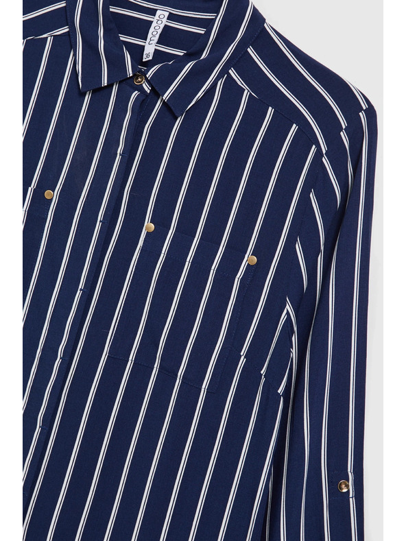 Moodo Temno modra prugasta srajca z žepi Moodo
