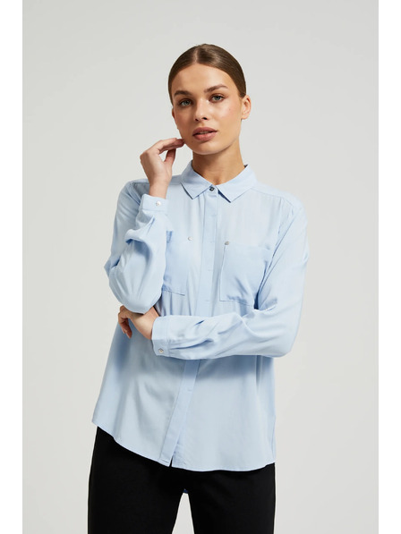 Moodo Viskozna srajca s žepi svetlo modra Moodo