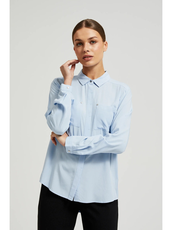 Moodo Viskozna srajca s žepi svetlo modra Moodo
