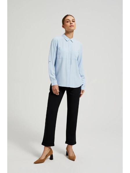 Moodo Viskozna srajca s žepi svetlo modra Moodo